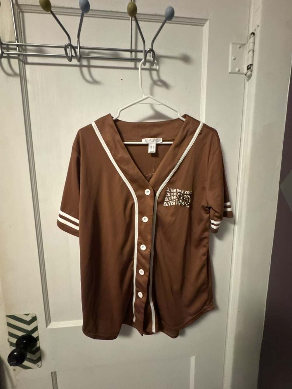 Birch and Stone Brown Cuter Than You Bear Graphic Baseball Jersey